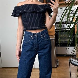Alexander Wang Navy Off The Shoulder Top, Size 2